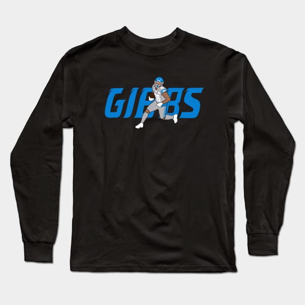 Gibbs 26, Detroit Football silhouette design Long Sleeve T-Shirt by FanSwagUnltd